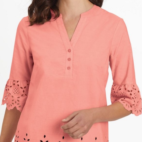 Blair Fiesta Elbow-Sleeve Eyelet Tunic - Picture 2 of 3